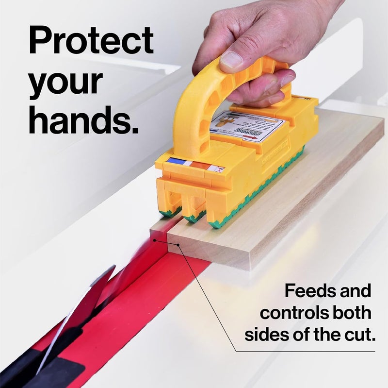 MICRO JIG GRR-RIPPER 2GO Push Block for Routers, Jointers, Band and Table Saws, Woodworking Tool, Extreme Grip, GR2-GO, Yellow/Green - Image 2